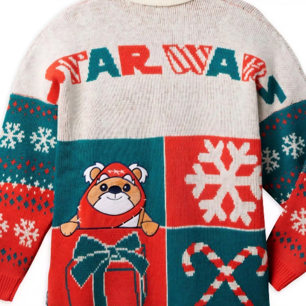 Star Wars Ewok Christmas Holiday Zip Cardigan Sweater NWT Adult